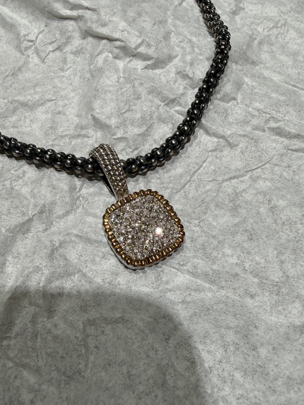 David Yurman Necklaces with Diamonds- Silver chain with 14 k gold pendant